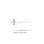Kabelbinder WIT 2,5 x 100mm+label, 100st.